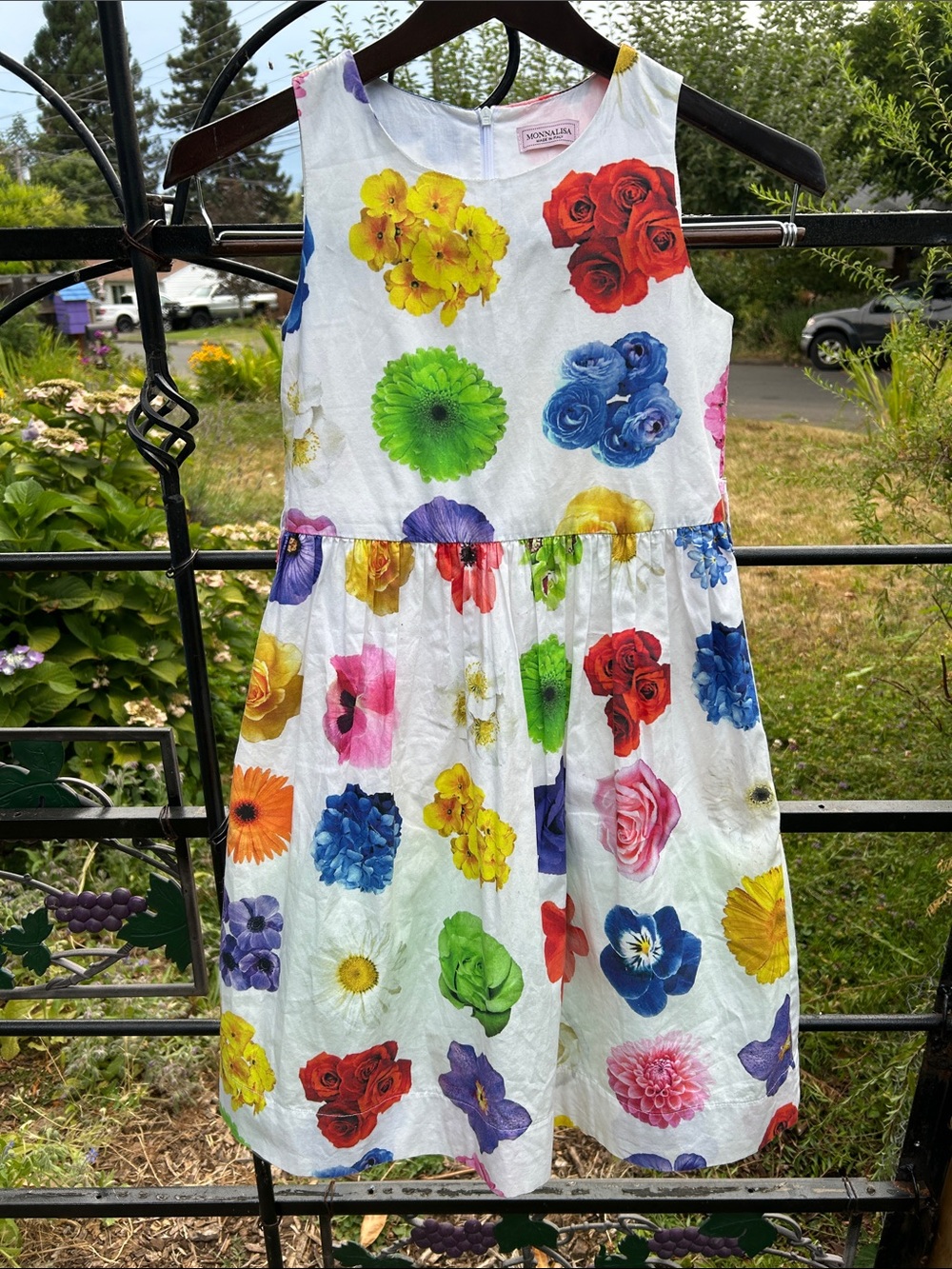 Monnalisa cotton lined floral dress size 10 Girls